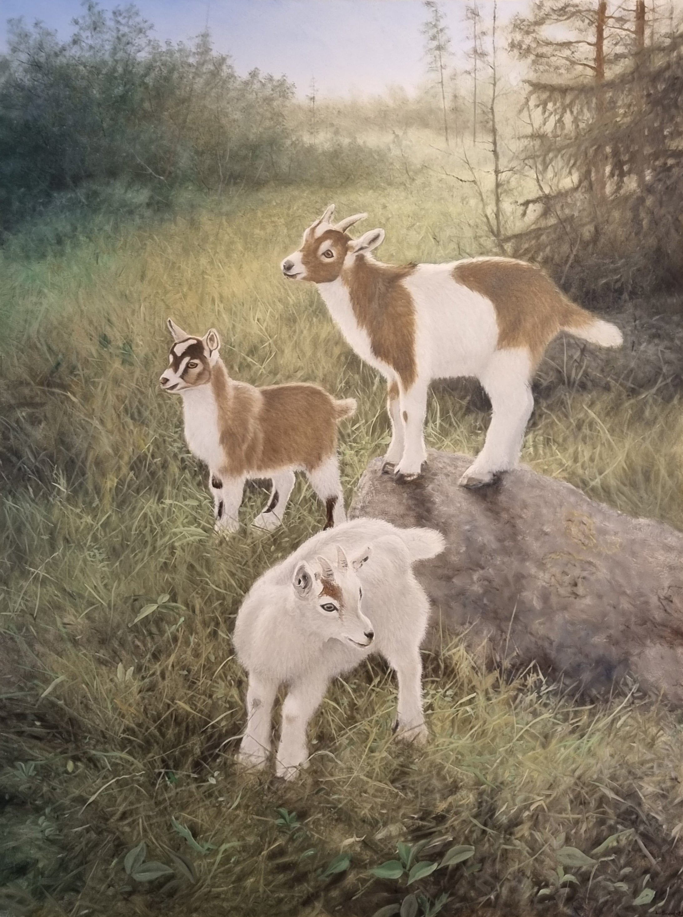 Goat Family<br> Oil on canvas, 110 × 150 cm