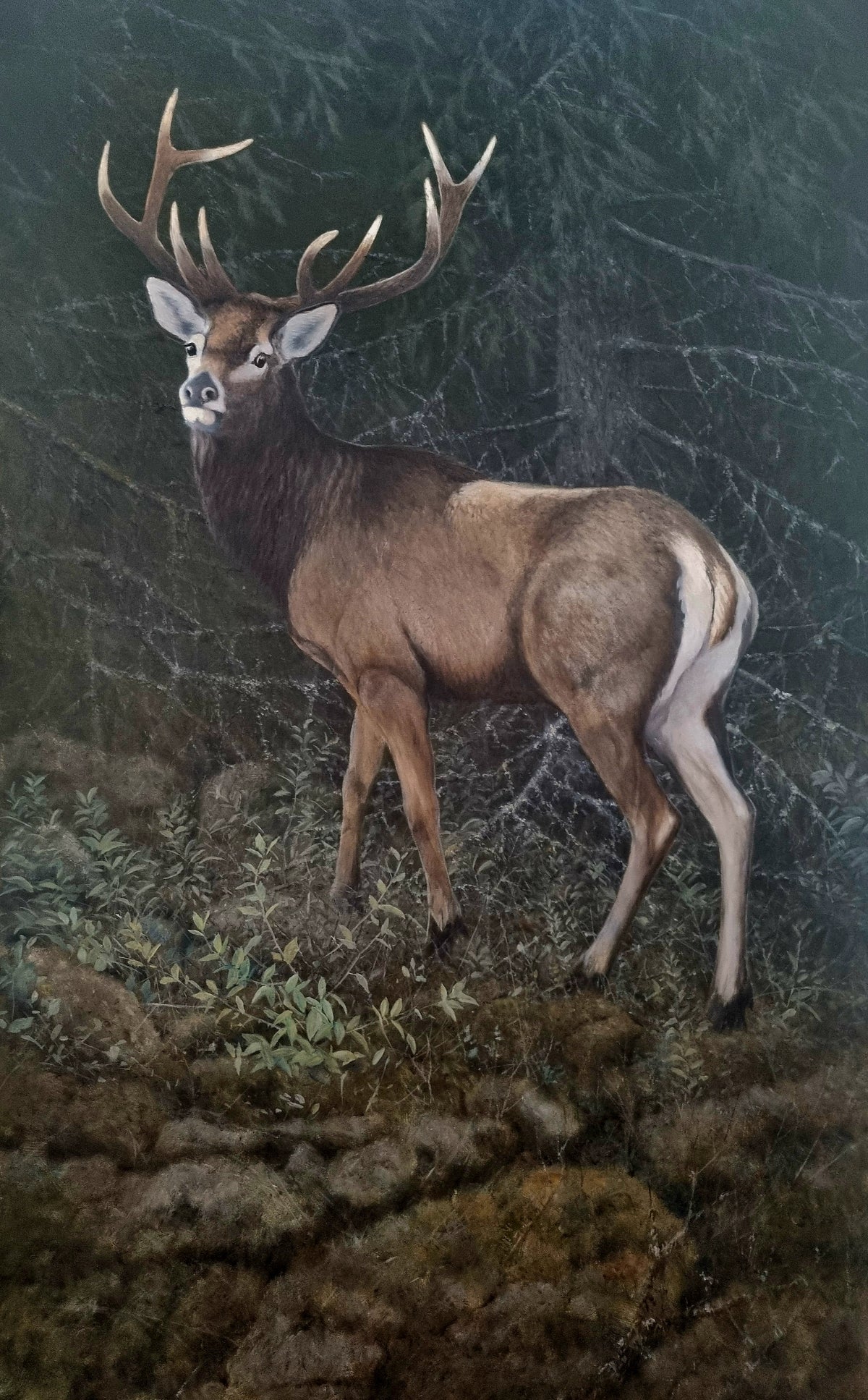 Red deer <br> Oil on canvas, 160 x 110 cm
